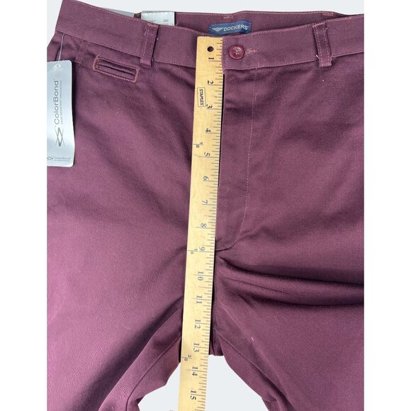 Dockers Women’s Flat Front Slim Tapered Pants Khaki Burgundy Size 12L - Picture 13 of 16